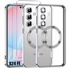 Case for Samsung Galaxy S24 FE - with Magnetic Circle - Silver + 2 Tempered Glasses - BOOLING®