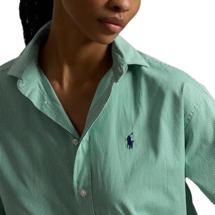 Женская рубашка с длинным рукавом в полоску из хлопка Polo Ralph Lauren с логотипом-лошадкой WMPOSHTNDN20303-300