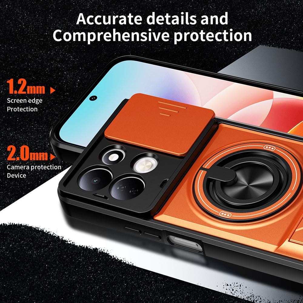 KEYSION Магнитный чехол для телефона Xiaomi Redmi 17 4G 5G Защита камеры со сдвижной крышкой Вертикальная подставка Кольцо 360° Ударопрочная задняя крышка