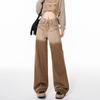 Women's Gradient Brown High-Waisted Wide-Leg Jeans - Spring/Autumn 2024, Loose Slimming Straight-Leg Floor-Length Trousers