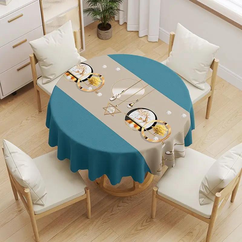 Круглая кофейная скатерть, водонепроницаемая, маслостойкая, моющаяся, ПВХ, стираемая, устойчивая к ожогам, минималистичный коврик для домашнего хозяйства