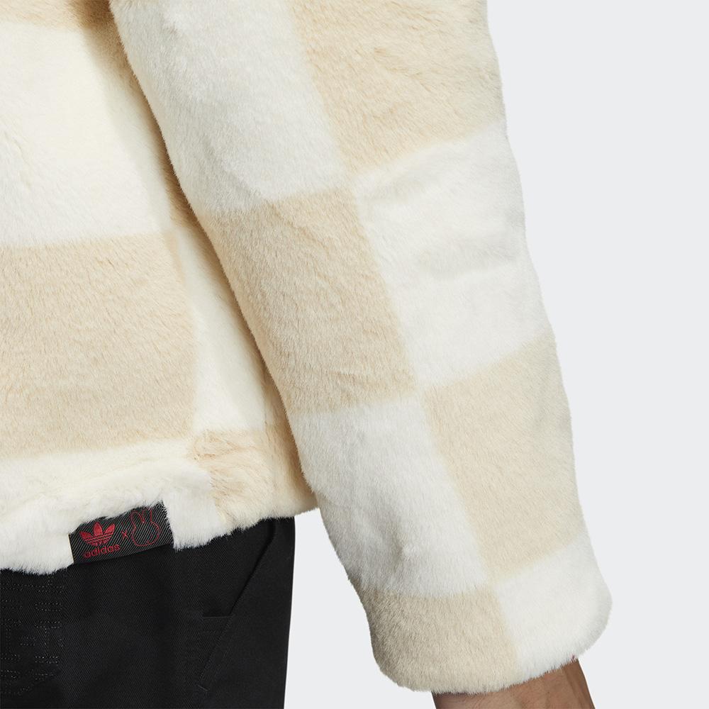 Adidas Куртка унисекс в клетку с воротником на молнии и трилистником, бежевая HZ9022