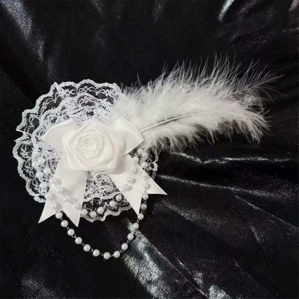 Elegant Flapper Fascinator Beaded Lace Rosette Headpiece for Special Event Wedding Engagement Headwear Hair Styling