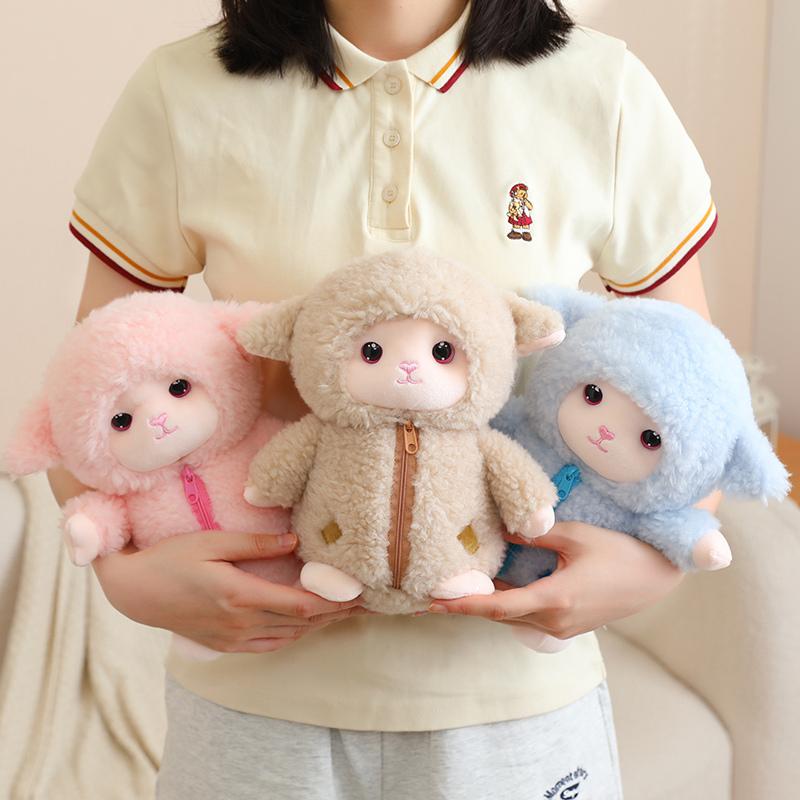 25Cm Cartoon Cute Sheep Plush Doll Pillow Brown Pink Blue Dress Up Sheep Animal Stuffed Toy Home Decoration Gift For Children