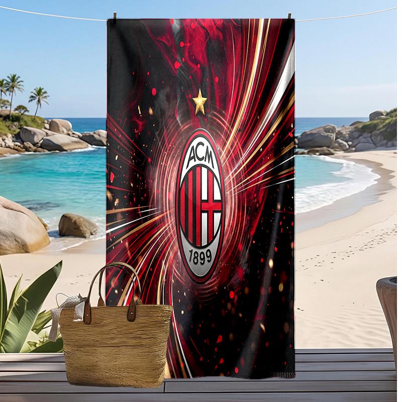 Пляжное полотенце с принтом AC Milan, быстросохнущее, мягкое, портативное, большое, прямоугольное, пляжное покрывало для путешествий, бассейна