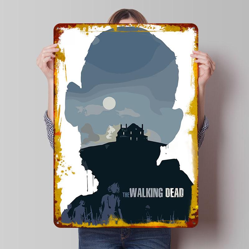 The Walking Dead Tinplate Poster Customized Wall Art Vintage Retro Metal Signs for Coffee Bar Accessories Room Ornaments Decor