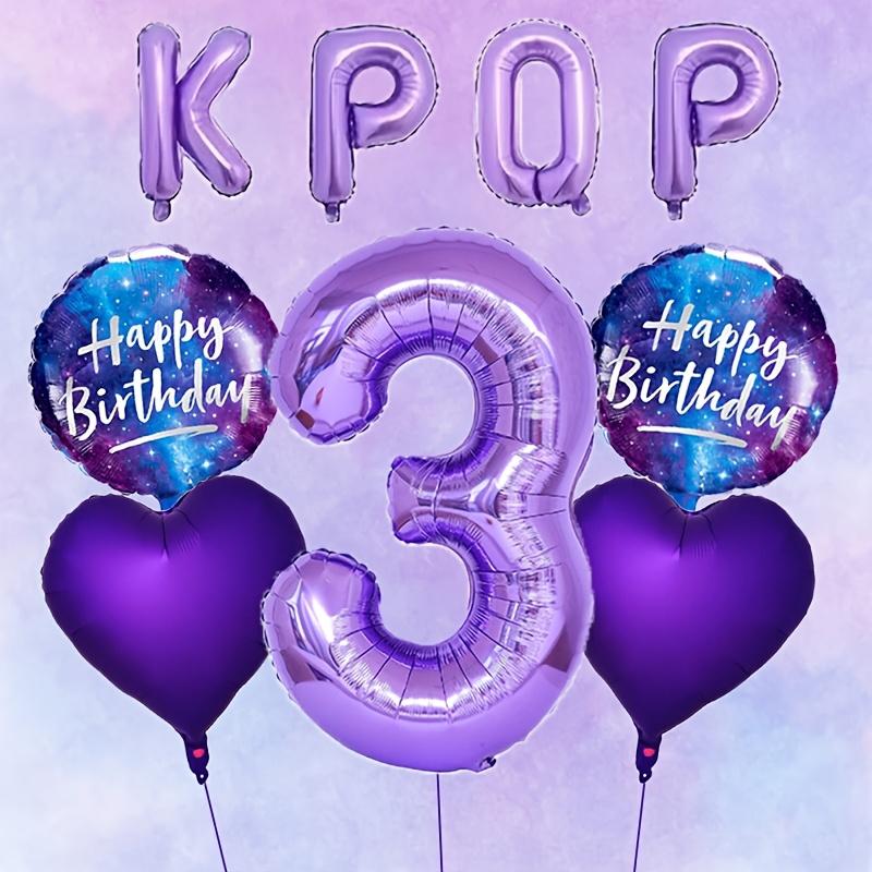 Набор из 9 стильных фиолетовых шаров на вечеринку в стиле K-pop, шары с цифрами 0-9 размером 32 дюйма, украшение для вечеринки на музыкальную тему, реквизит для фотосъемки