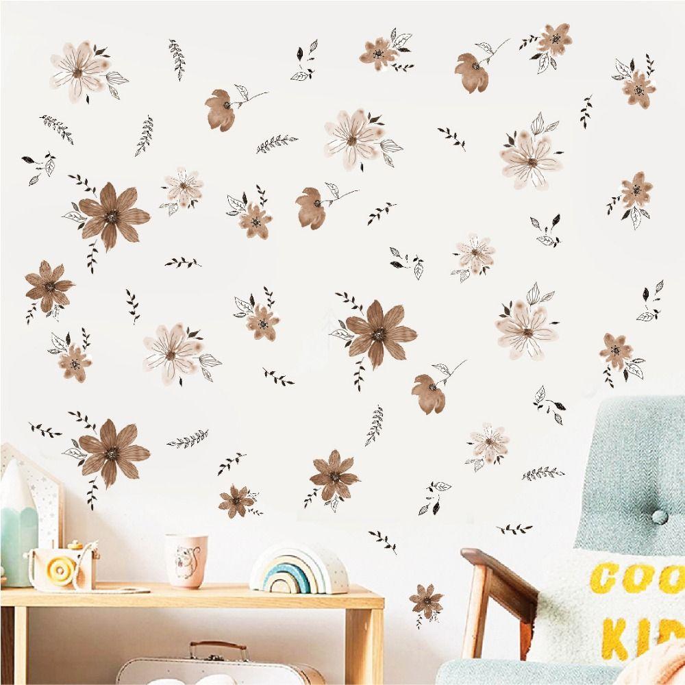 Boho Flowers Wall Stickers Watercolor Wall  Art INS Murals  Nursery Kindergarden