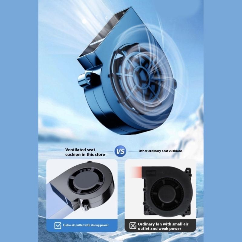 Car Seat Coolers Pad 5 Strong Fans 15 Second Rapid Cooling Vehicle Seat Coolers for Drivers Passenger Homes Office Use