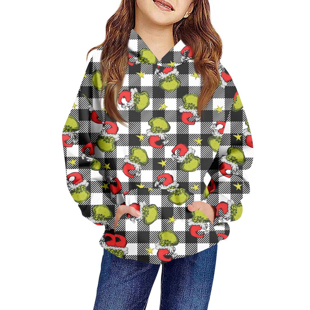 Детское худи пуловер свободного кроя с длинными рукавами, кулиской и однотонной расцветкой