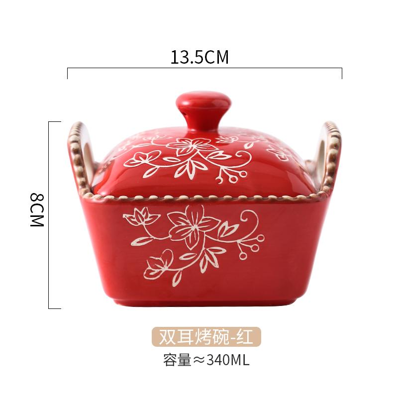 Ceramic Microwave Baking Bowl Home Hand-painted Isolation Painted with Lid Bead Point Snack Candy Dried Fruit Bowl with Cover