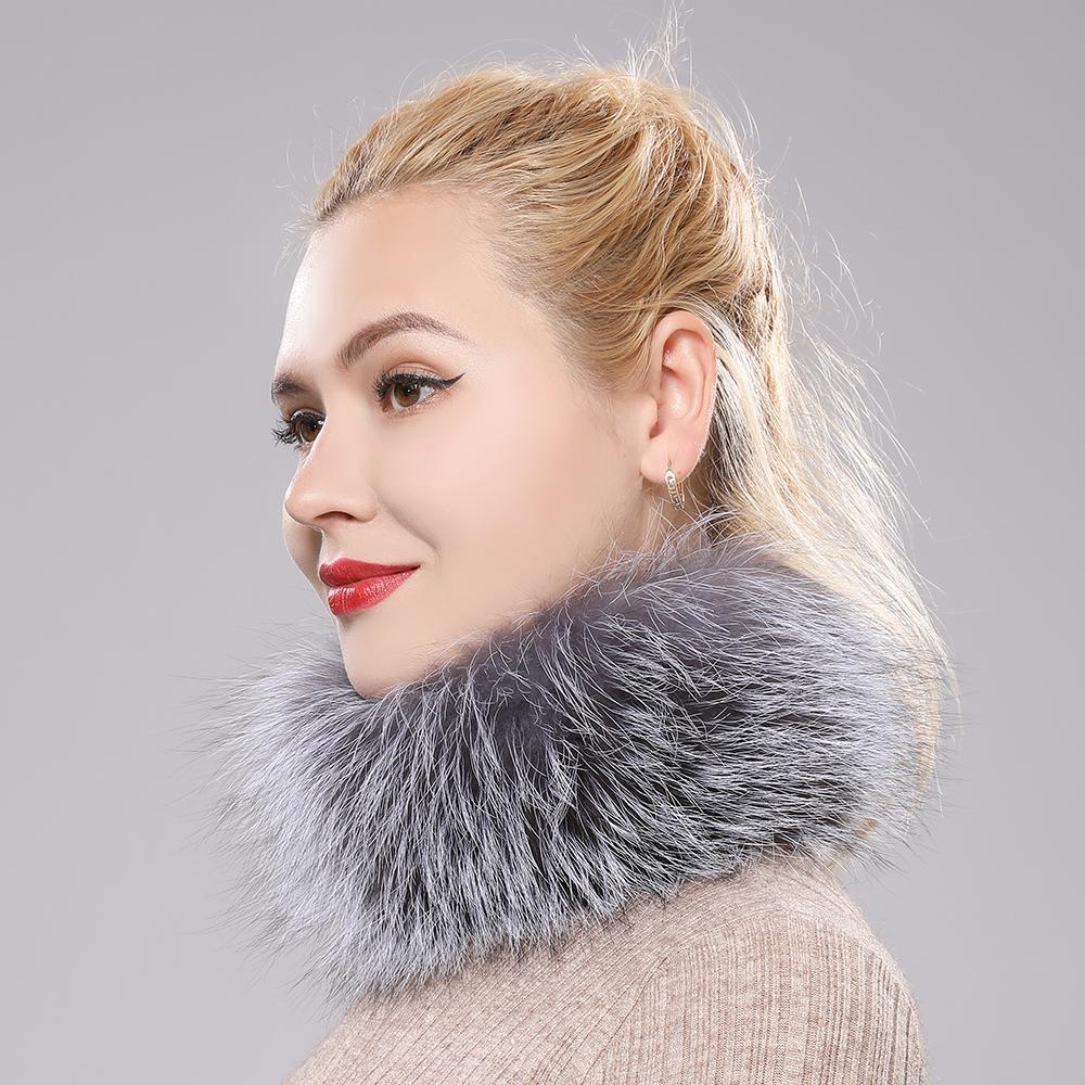 Новый женский шарф из натурального лисьего меха, женские натуральные шарфы-кольца из лисьего меха, милая эластичная вязаная повязка на голову из натурального лисьего меха для девушки