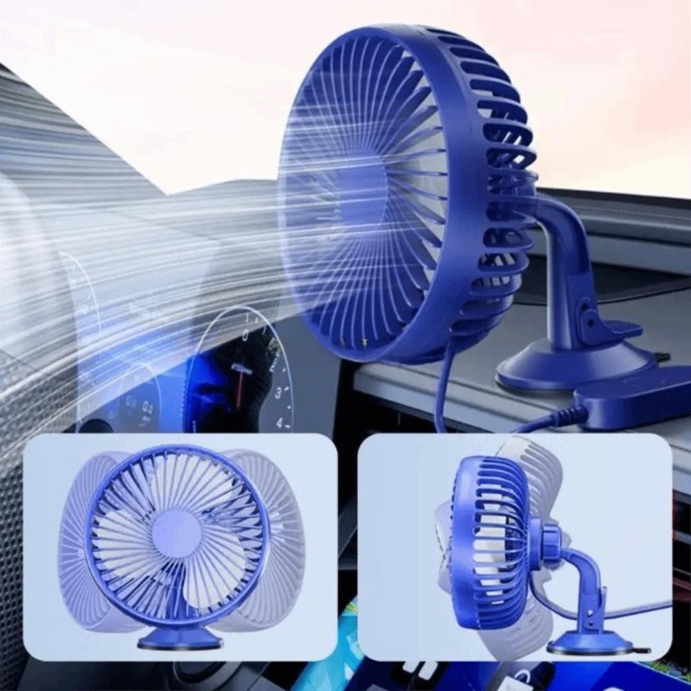 Quiet Operation Dual-Head Car Fan Multi-Angle Adjustable Electric Fan Driving Environment