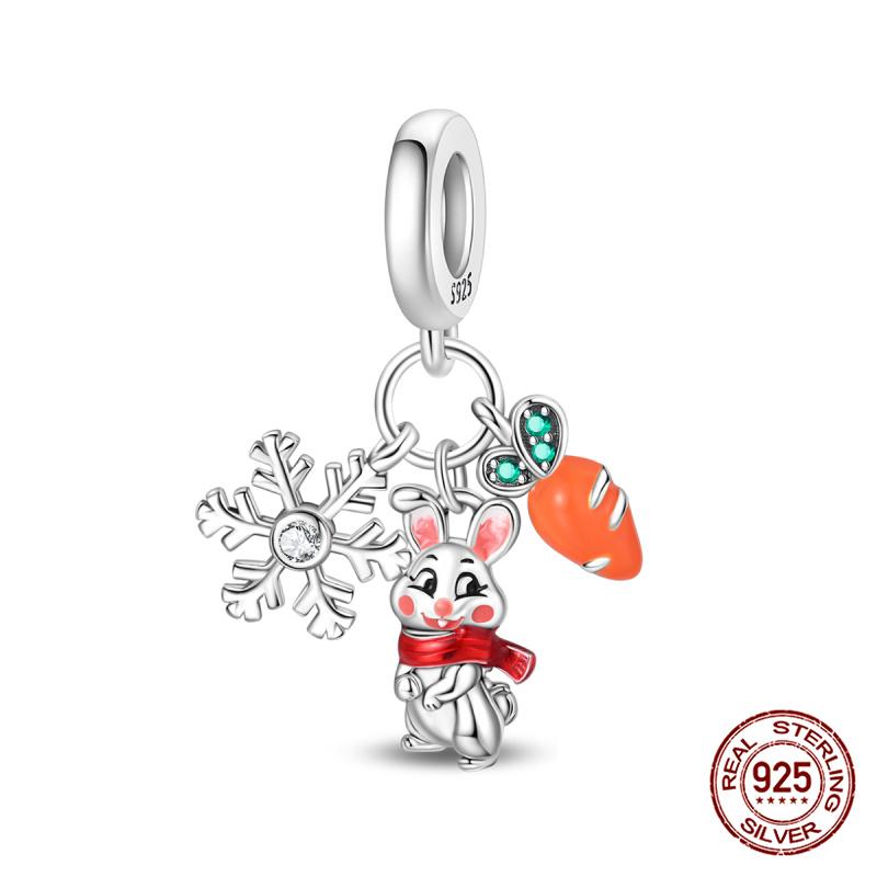 Winter Series Ski Polar Bear Snowman Charms Fit Original Bracelet DIY Jewelry Making Women Gift 100% 925 Silver