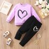 Autumn/Winter European & American Style Love Pullover & Long Pants Set - 2-Piece
