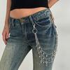 Minimalist Star Cross Chain Denim Charm INS Hip Hop Faux Pearl Tassel Pants Chain for Men Women Daily Street Party Accessory