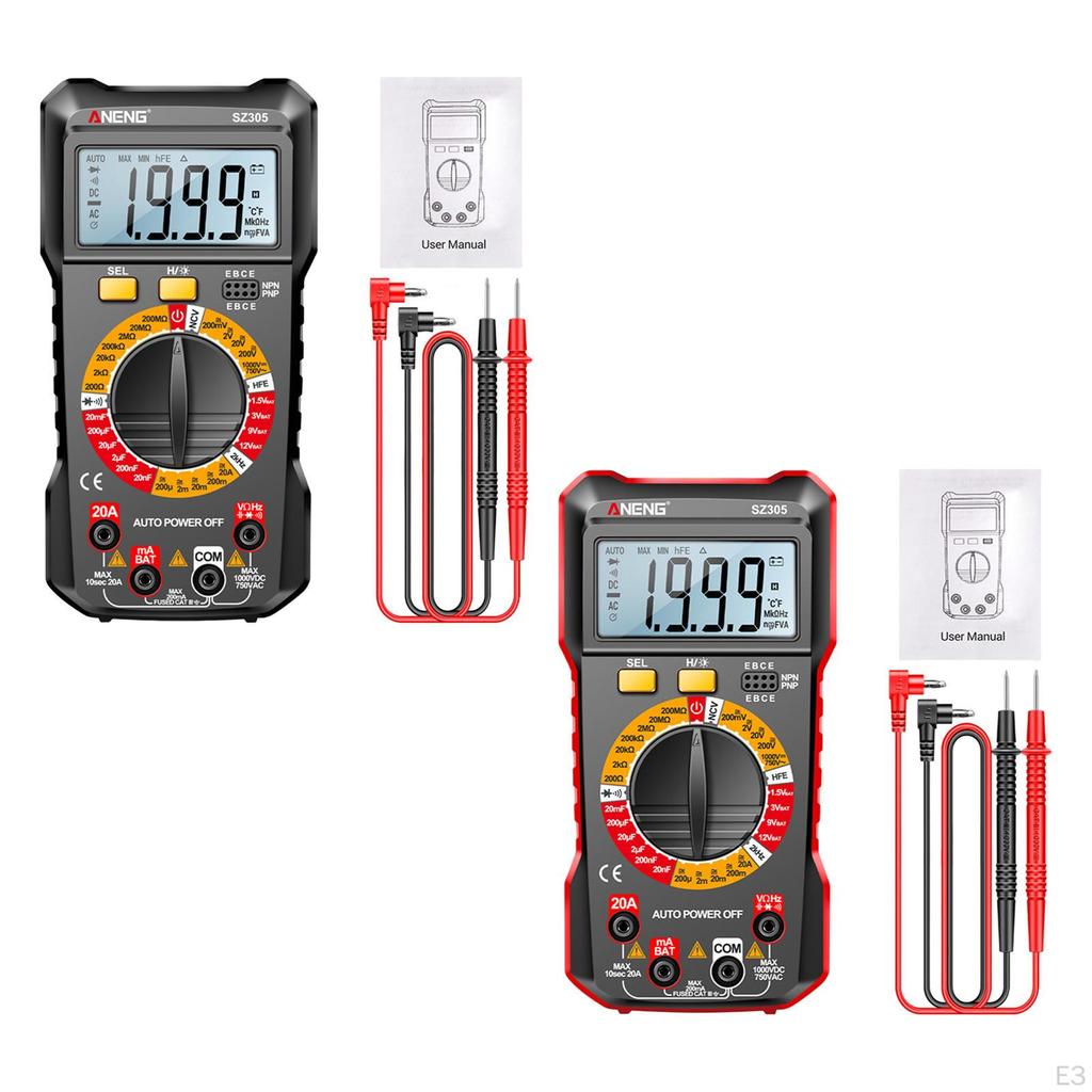 Digital Multimeter DC Voltmeter LCD Display Current Non-contt Meansures Ncv Auto Range Pocket