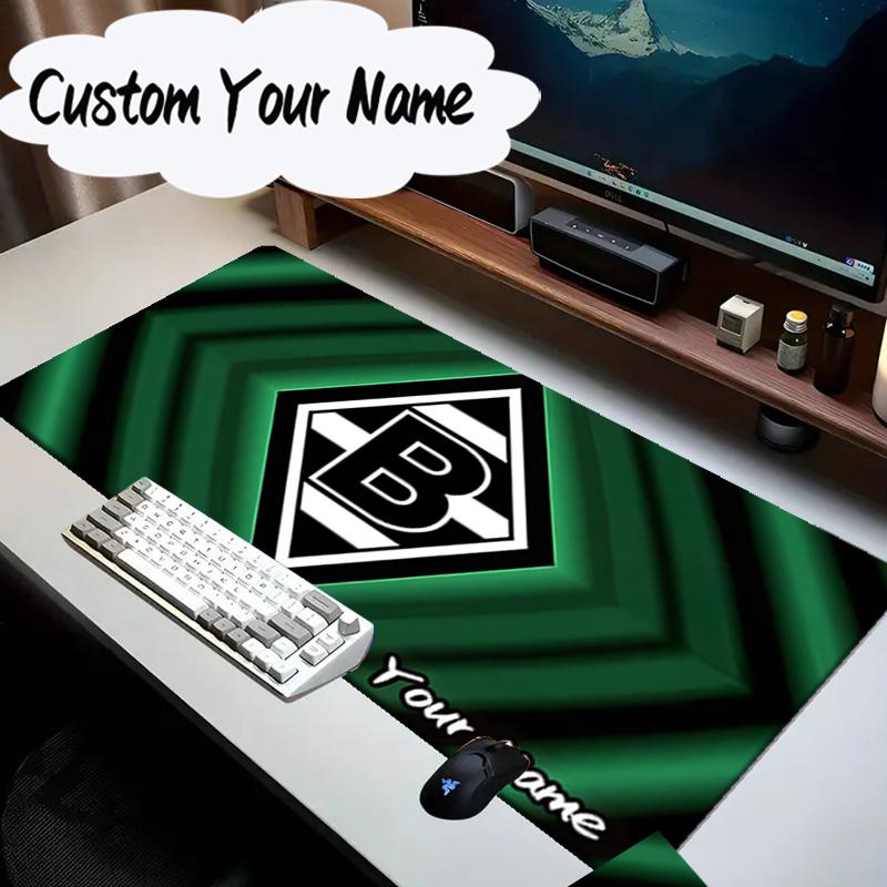 Custom Name Mouse pad Green And Silver Abstract Mouse Pad Desk Mat, Non-Slip Rubber Backer Pad For Computer Notebook Gaming Mouse Pad Birthday Gift