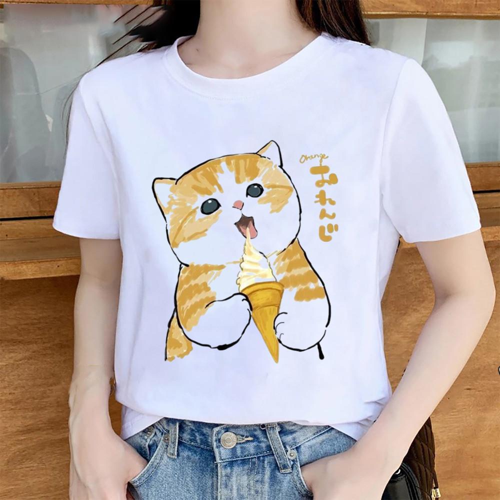 Fashion Women Ice Cream Print T Shirt Funny Casual O-neck Short Sleeves T-shirt Summer Female Tee Shirt