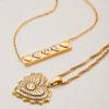 Titanium Steel Rhinestone Ribbed Love Pendant Sweet Charm Heart Clavicle Chain  Jewelry Accessories