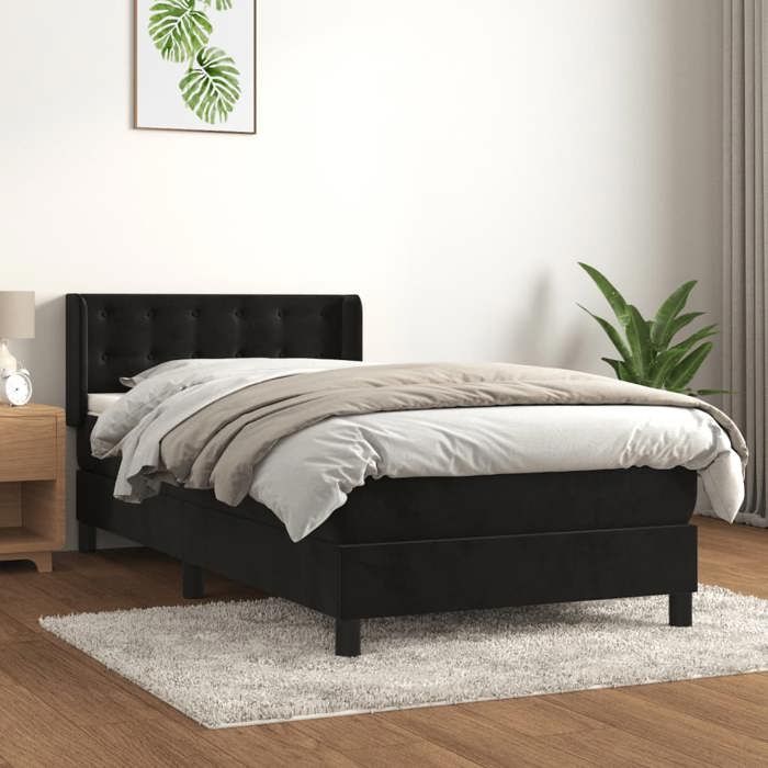 Maison Exclusive - Sommier à lattes de lit et matelas Noir 80x200 cm Velours