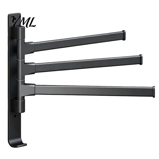 Rotating Towel Storage Swivel Rack, 180 Degree Design, Wall Mounted Space Bathroom Rack Aluminum Swing Holder, Anti-slip Organizer for Kitchen And