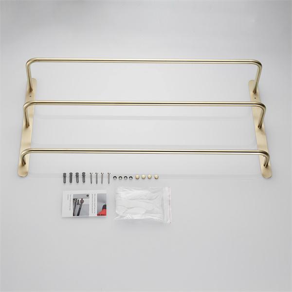 Три слоя в шахматном порядке, держатель для полотенец, вешалка для полотенец, набор аксессуаров для ванной комнаты, нержавеющая сталь 304, золотой цвет