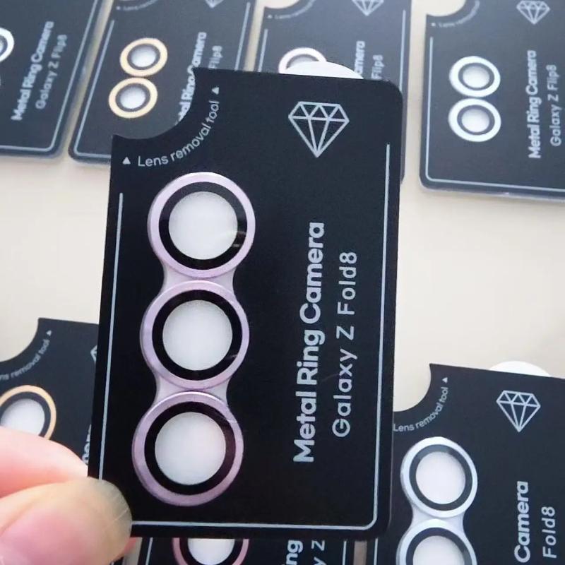 9H 3D Alloy Metal Ring Tempered Glass Camera Protect for Samsung Galaxy Z Fold/Flip 8Ultra 7 6 5 4 HD Anti‑Scratch Lens Back Cap