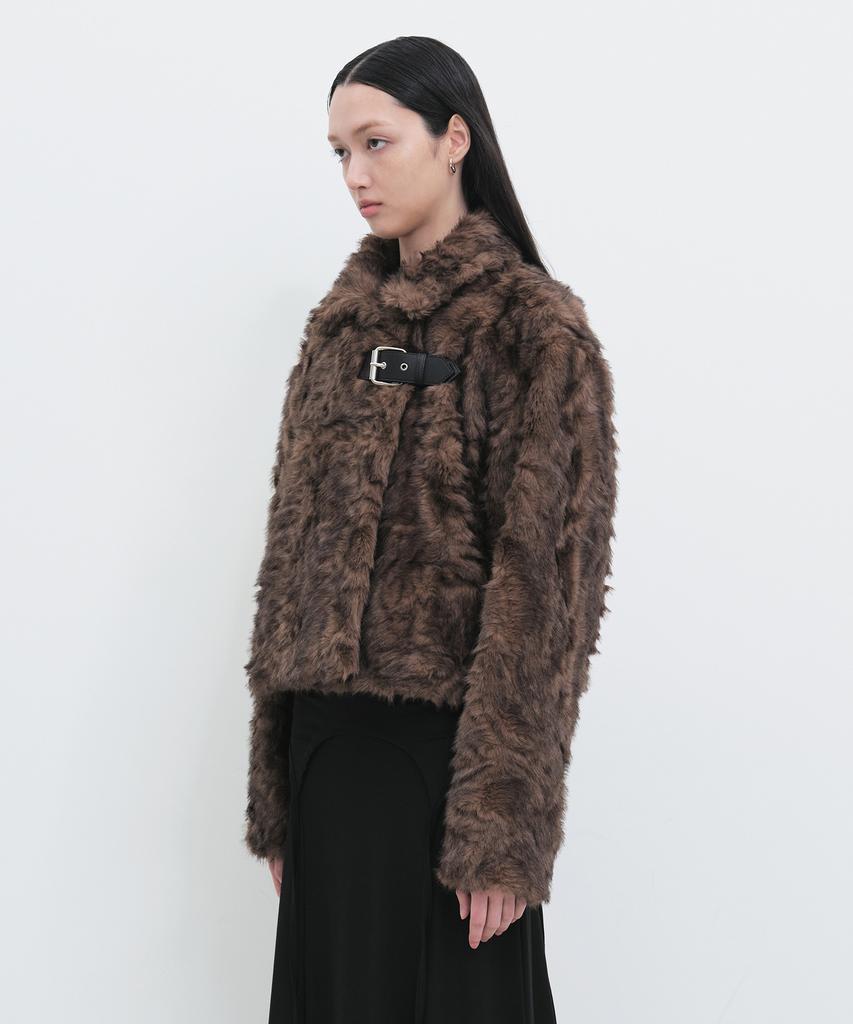 Yunse Fowl Fur Jacket (Brown)