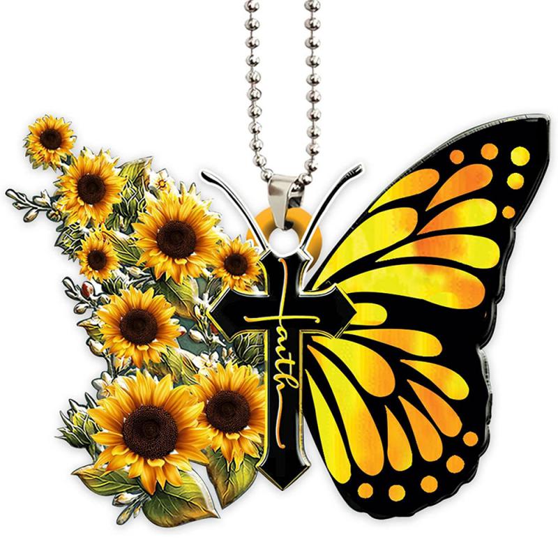Car Pendant Stylish Personalized Style Car Interior Accessories Butterfly Cross Shape Design Widget Creative Do Not Fade Durable