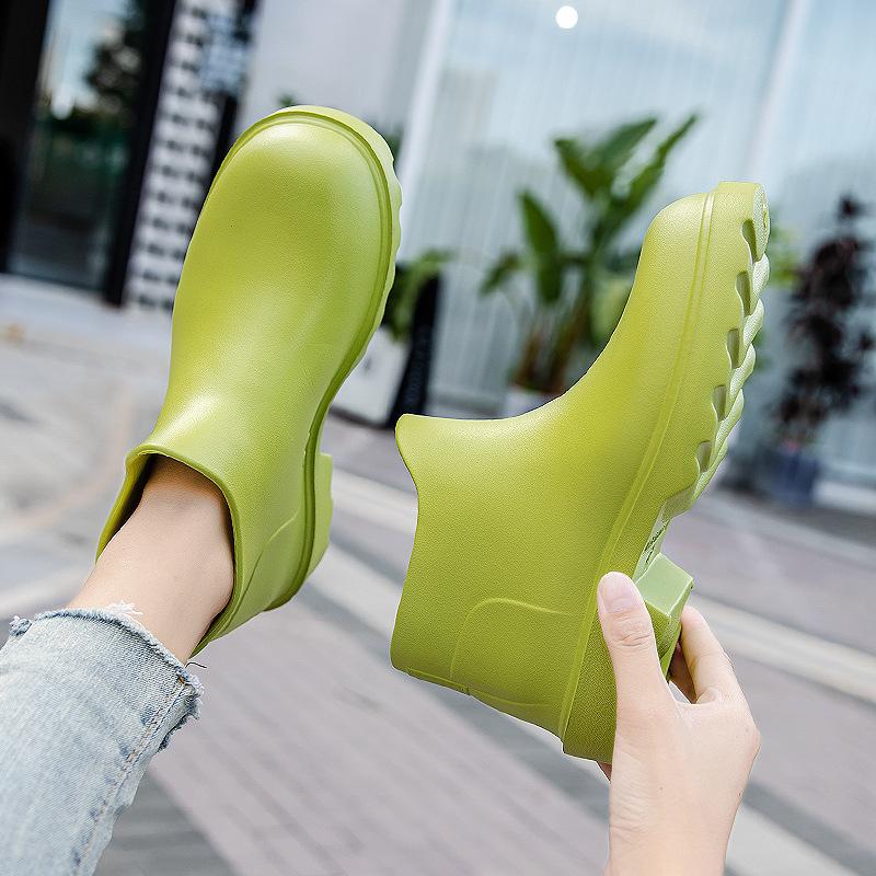 Женские модные индивидуальные ПВХ водонепроницаемые короткие резиновые сапоги для осени и лета