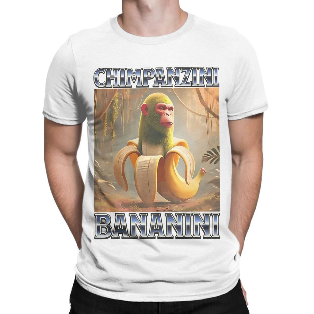 Men Women Printed Chimpanzini Bananini Funny Italian Brainrot Meme T Shirt Tee Pure Cotton  T-shirts Clothes