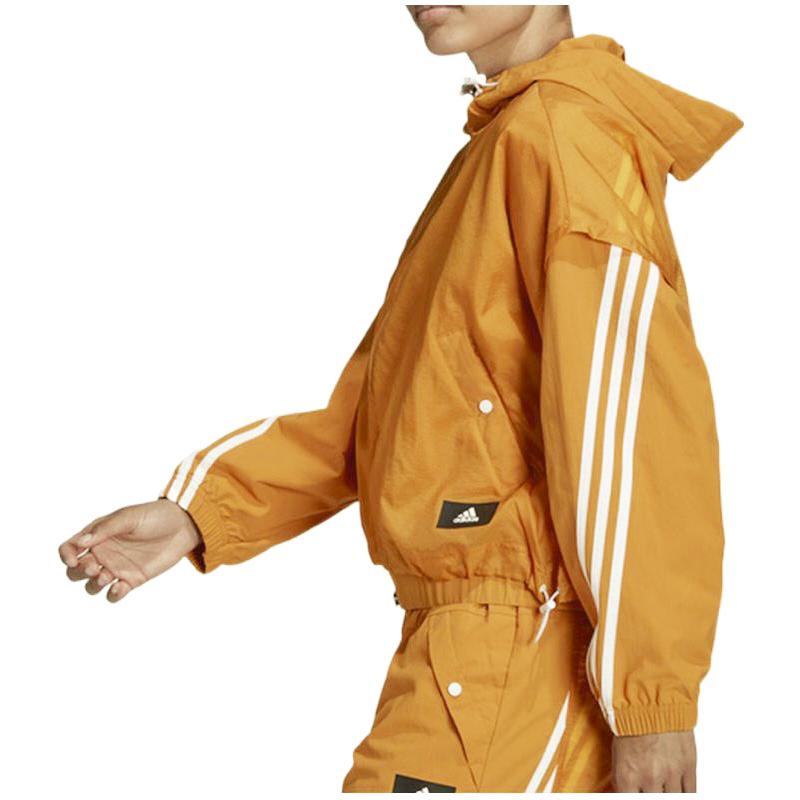 adidas Полосатая куртка с капюшоном и молнией, женская куртка, желтая HA0813