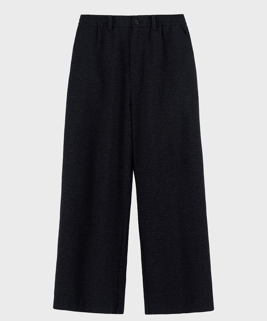 PREF Black Tweed Elastic Waist Trousers