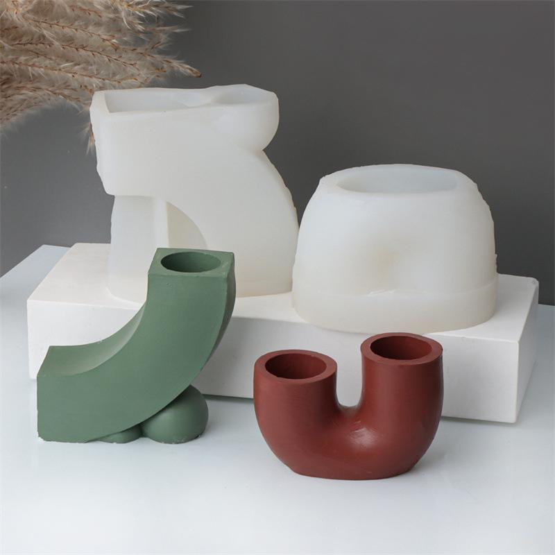 U-образный подсвечник силиконовая форма DIY ароматерапия подсвечник гипс смола капельная форма дом креативное декоративное украшение