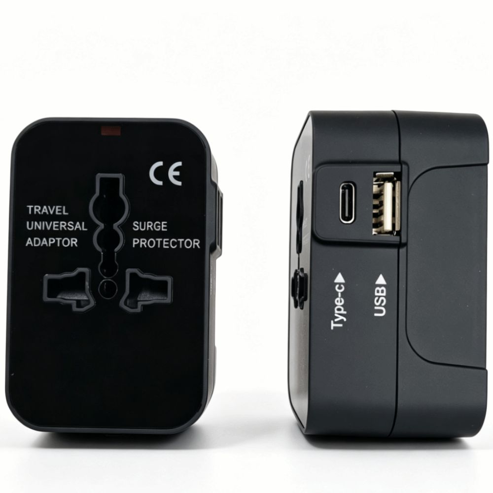 Locking Design Power Adapter Dual USB Ports Travel Charger International Travel