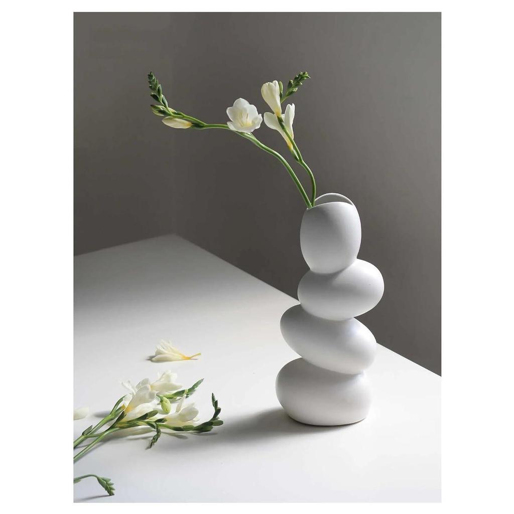 Pampas Grass Vase Money Plant Live Plants for Home, Office,Gifts- (Pebble Vase, Height- , White)
