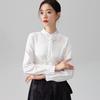 New Chinese Style Double-breasted Stand-up Collar Shirt for Women's Shirt New Women's Light Chinese Style Jacquard White Top