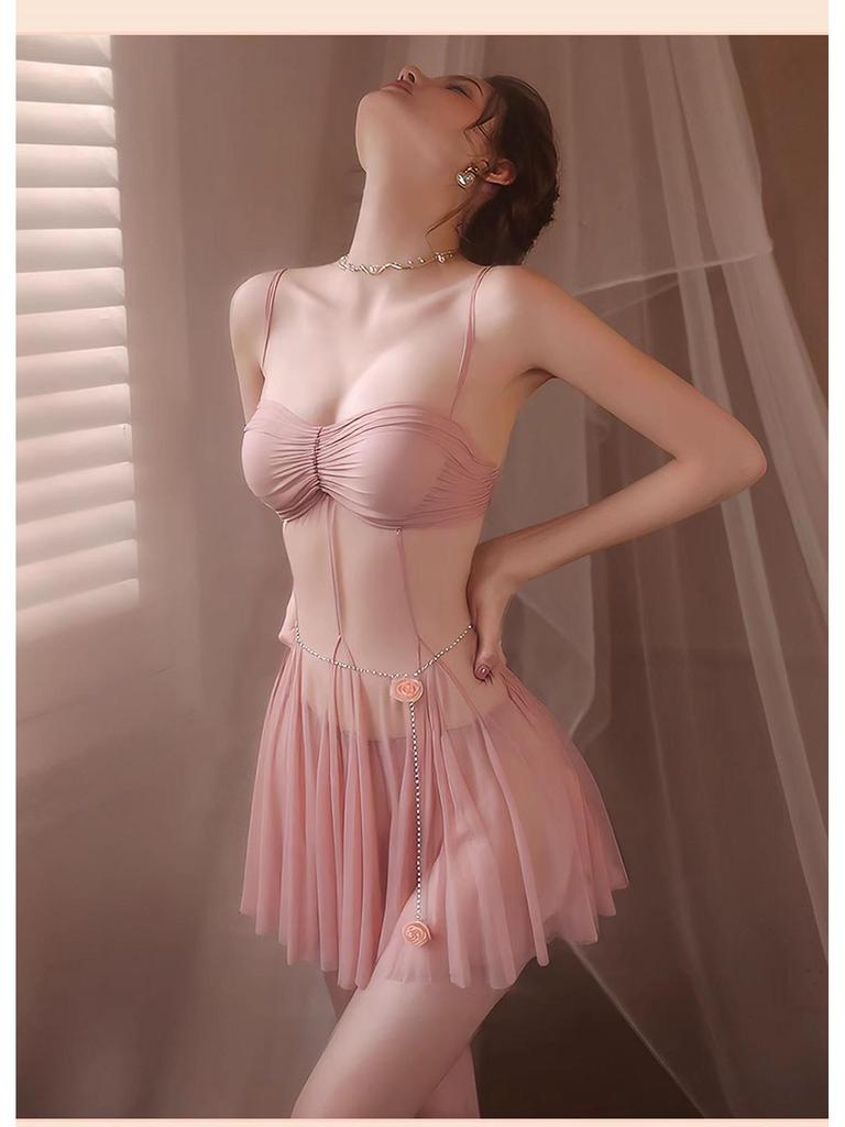 Женская сексуальная сетчатая ночная сорочка-камисоль пуш-ап на косточках