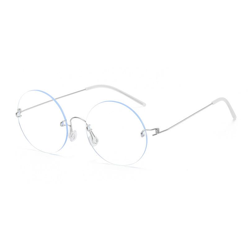 Сверхлегкие очки ручной работы без винтов, круглые, без оправы, анти-синий, плоские, мужские и женские оправы для близорукости, компьютерные зеркала
