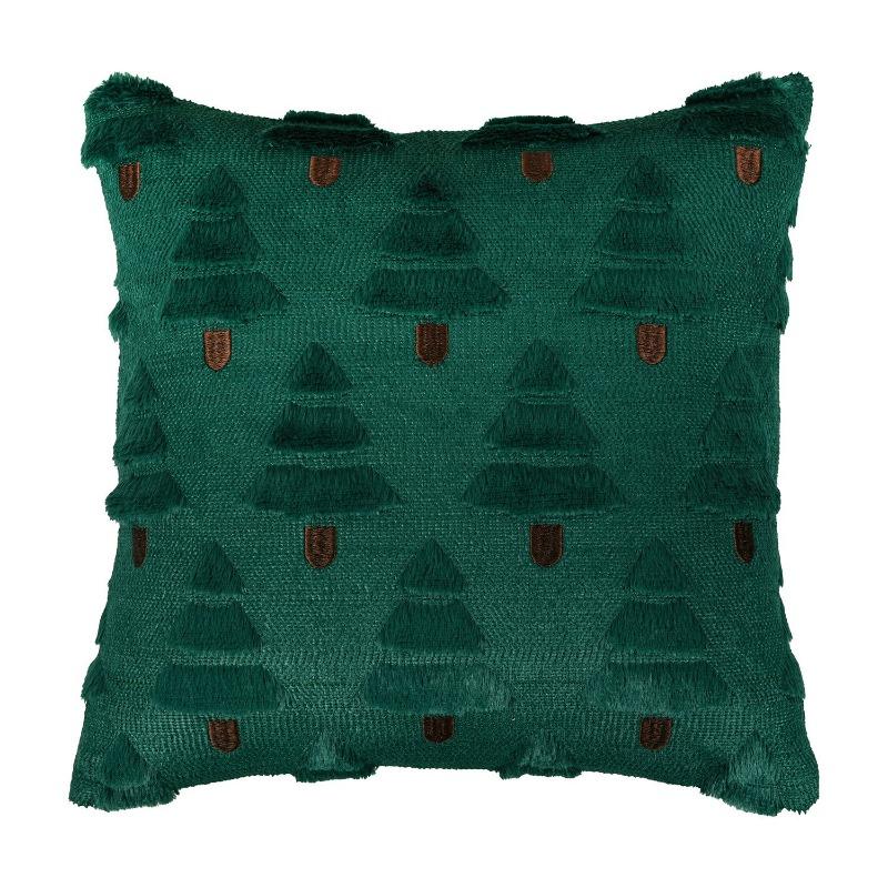 17.72×17.72 Inch Christmas Pillow Cover 3DEmbroidered Plush Cushion Case Zipper SnowflakeSnowman Tree Pattern for Sofa Bed Decor