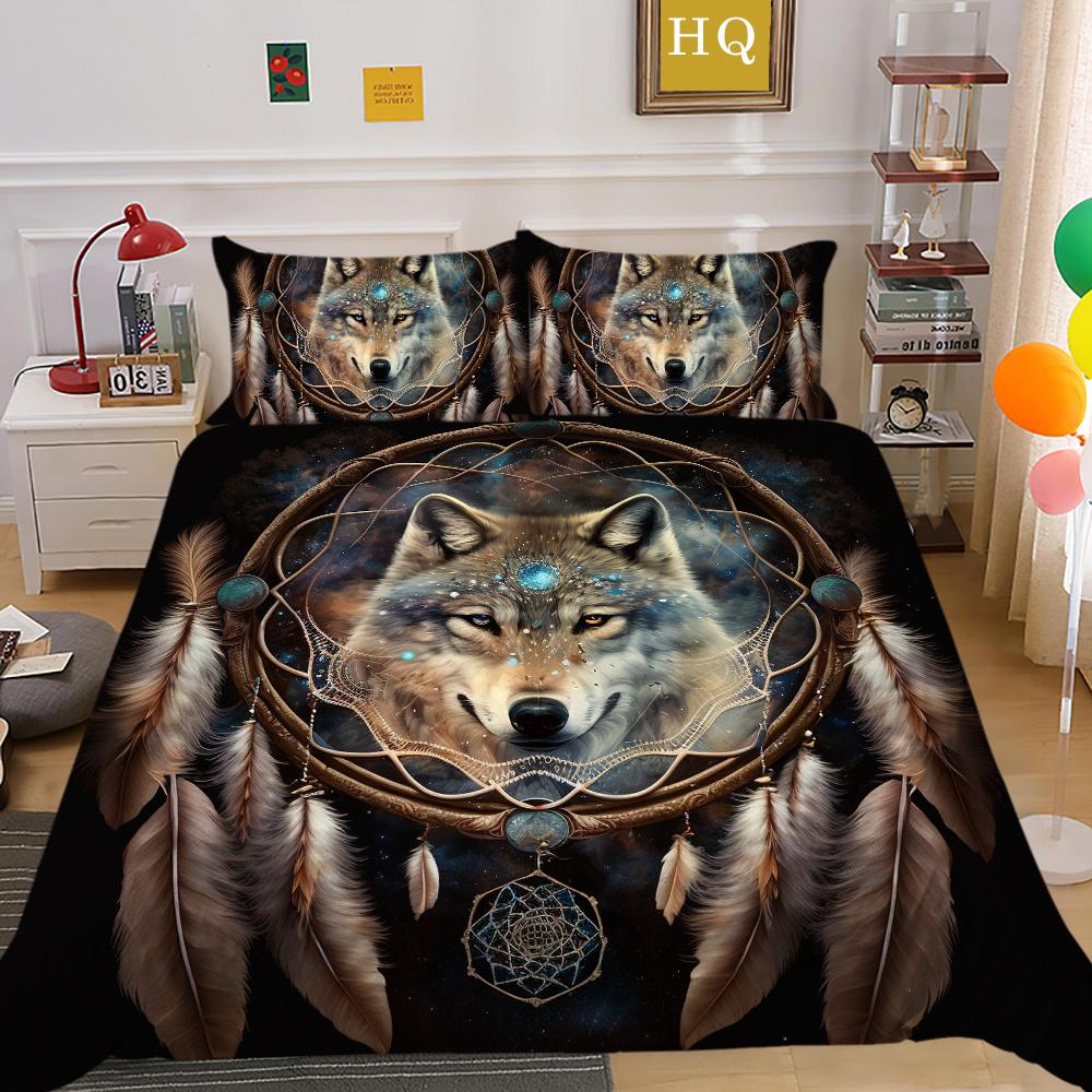 Домашнее постельное белье с принтом волка, комплект постельного белья из микрофибры королевского размера, мужской мягкий домашний текстиль высокого качества