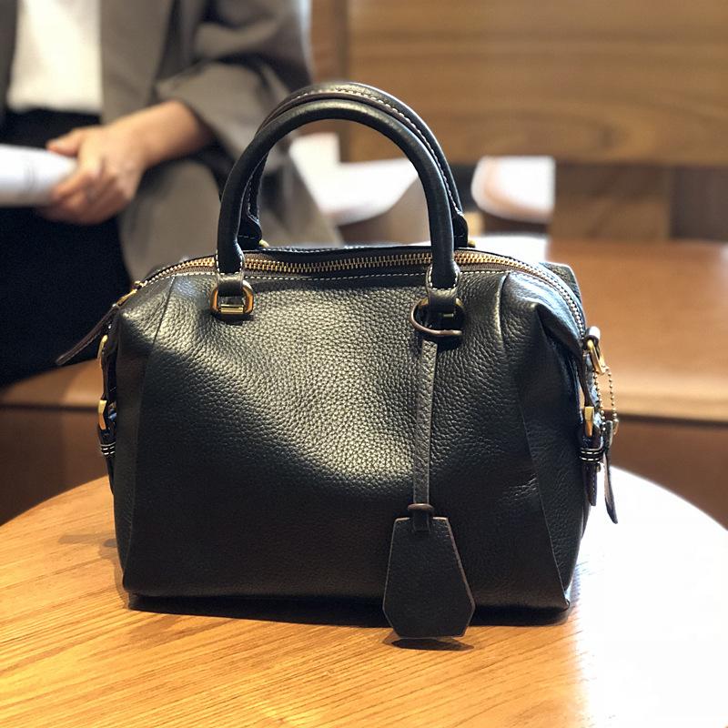 Сумочка из натуральной кожи Boston Bag Женская сумка через плечо из воловьей кожи Повседневная сумка-тоут Модные сумки через плечо в английском стиле Высококачественная мягкая кожа
