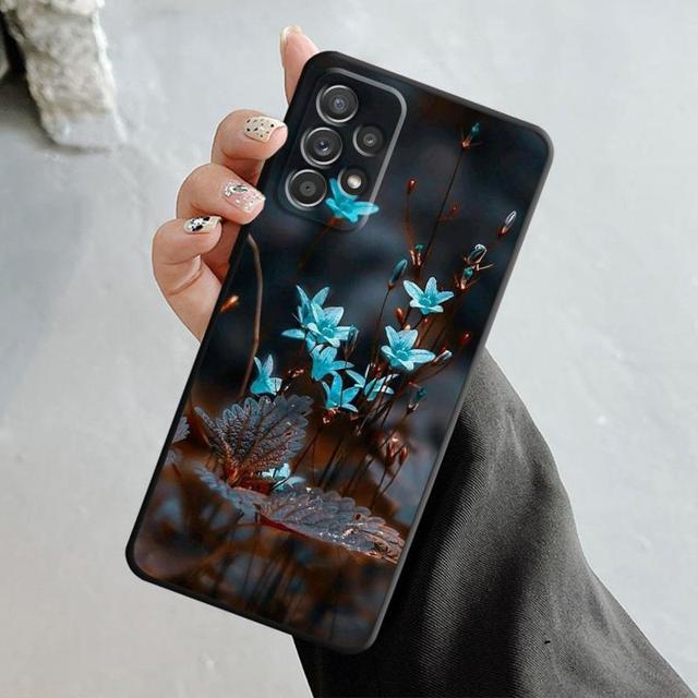 Чехол с зелеными побегами розы и тюльпанов для Samsung Galaxy A14 A73 A53 A71 A51 A31 A33 A22 A12 A21s A13 A32 A52s A72 A52 A23