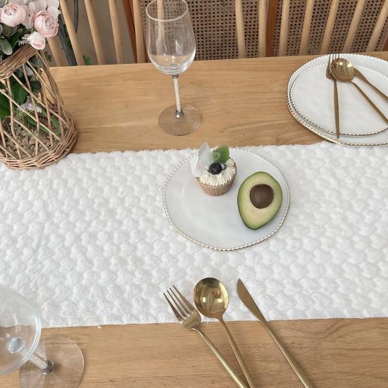 Table Runner Valentine Day Romantic 3D Heart Design Table Runner Simulated Rabbit Fur Valentine Day Decoration
