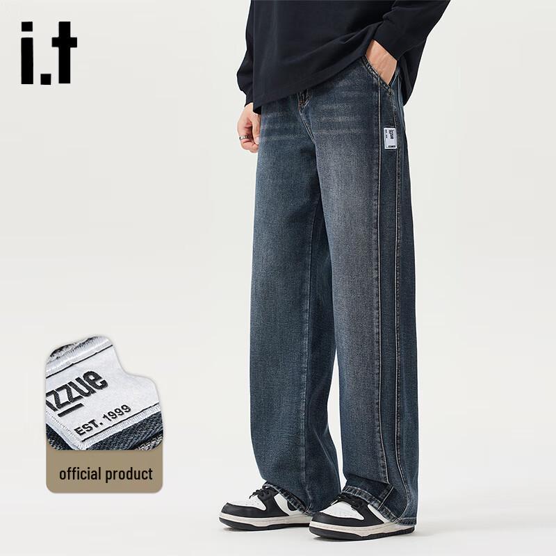 Мужские джинсы izzue в стиле ретро, свободного прямого кроя, выстиранные