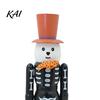 Spooky Halloween Desk Decor Nutcracker Wooden Figurine, Hand-Painted Skeleton Soldier Ornament, Retro Collectible Gothic Home Accents Style Decorative