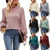 Women Jacquard Knitting Long Sleeve Tops Mujer Casual Solid Color V-Neck Baggy Spring Fall Tunic Tops Office Workwear T-Shirts
