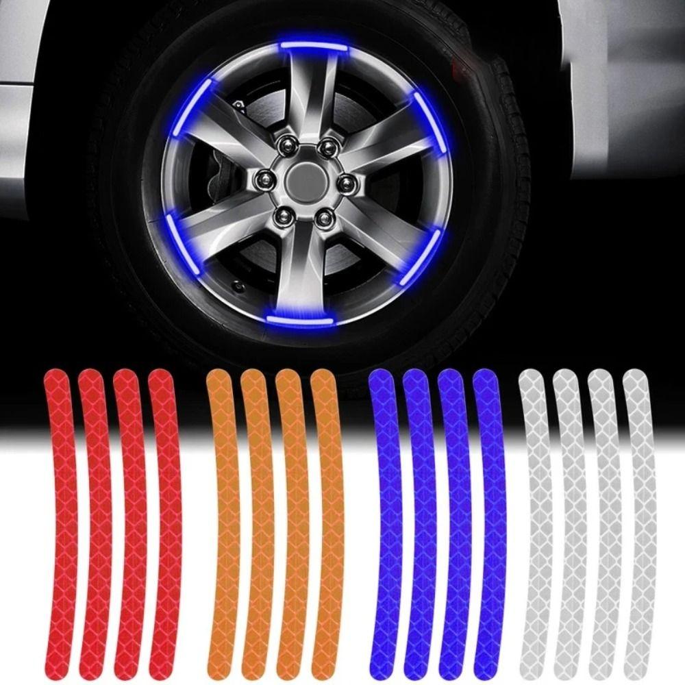 20pcs Colorful Luminous Stickers Tire Rim Reflective Strips Luminous Car Wheel Hub Sticker