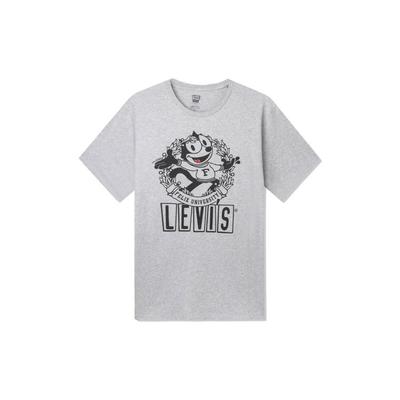 Мужская футболка с круглым вырезом и принтом мультяшного логотипа Levis X Felix The Cat, серый цвет A1313-0000